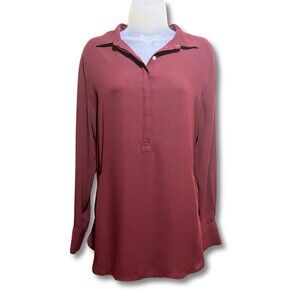 LOFT Burgundy Tunic Blouse | Large